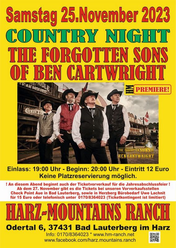 2023 11 25 COUNTRY NIGHT The Forgotten Sons of Ben Cartwright HM PREMIERE